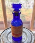 Rare Cobalt Blue Kc-1 Lattice Diamond Poison Bottle W  Stopper   Paper Label   