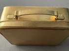 Vintage Estee Lauder Gold Cosmetic Makeup Travel Train Case Suitcase Metallic