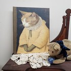 Folk Colonial Reproduction Medieval Primitive Vintage Style Cat Series  2 Sign