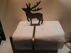 Vtg Reindeer Solid Brass Long Arm Christmas Stocking Holder Hanger Made In India