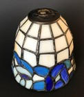 Vintage Leaded Stained Slag Glass Tiffany Style Lamp Shade Oval Shape Blues 5x5 