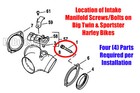 Harley Intake Manifold Bolts Screws     Stainless Hex Head     Big Twins - Sportster