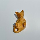 Vintage Wooden Figurine Of Hand Carved Cat On It s Back  Adorable 