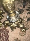 Antique Hollywood Regency Style Ornate Gold Cast Brass  Candlestick Holders