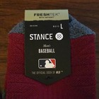Stance Freshtek Men s Mlb Baseball Socks W  Mlb Logo Size L Red gray New 