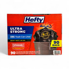 Hefty Ultra Strong 33g Large Trash Can Liners Heavy Duty Bags - 90 Count