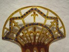 Vtg antique Hair Comb  Faux Tortoise Shell  Blue Rhinestones Ap25-1