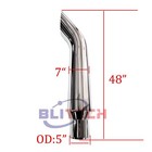2pcs 7 -5  Od X 48  Chrome Bull Horn Exhaust Stack Pipe Semi Truck Tube Tailpipe