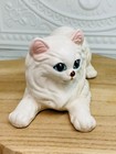 Vintage White Persian Cat Figurine Blue Eyes Ceramic Japan Long Hair 10  Kitty