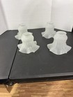 Vintage Frosted Glass Lamp Shade 2 1 8    Fitter 4 5  H Ruffled Edge Patterned