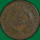 1864 Two Cent Piece Choice Almost Uncirculated Au  Coin  41633