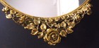 Vintage Art Nouveau Perfume Mirror Tray 18 5  Oval Gold Tone Rose Dresser Vanity
