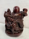 Chinese Laughing Red Buddha Statue Standing With Dragon-very Heavy 7-1 2  Tall