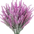 8 Bundles Artificial Flowers Flocked Plastic Lavender Fuchsia Lavender 8pcs