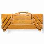 Vintage Wood Accordion Fold Out Sewing Box Basket Dove Tailed Drawer