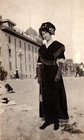 Vintage Photo Old Antique Outdoor Picture Image Beautiful Woman Hat Dress Beach
