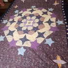 Hand Made Patchwork Twin Blanket Applique Star Sun Boho Celestial Purple 79x53
