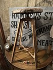 1940s Rare Industrial Vintage Uhl Style Toledo Metal Bar Drafting Chair Stool