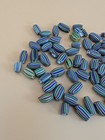 Lot Of 60 - Blue green white Striped  Chevron Venetian Trade Beads - Vintage 