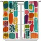 Mid Century Modern Curtains Retro Abstract Geometric Vintage 1950s 1960s Teal   