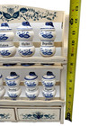 Vintage Blue Onion Pattern 10 Spice Jars With Wood Spice Rack
