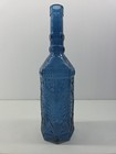 Ocean Blue Glass Bottle 11 75 Tall Window Hexagon Unique Fancy Design