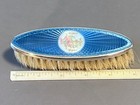 Antique Guilloche Sterling Brush Set Blue Signed F   B Foster Bailey Vanity