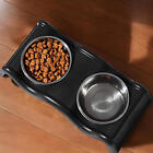 Stainless Steel Elevated Double Pet Feeder Dog Cat Water   Food Dish W  Stand