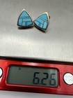Vintage Teme  Signed Native Sterling Silver 925 Stud Earrings Turquoise Inlay
