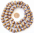 Ghana African Matched Brown Blue Multi Eye Round Recycled Glass Trade Beads