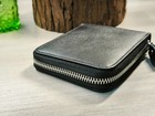 Genuine Leather Zip Wallet Bifold With Id Window Card Holder Unisex Purse Black