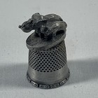 Mother And Baby Elephant Thimble Both With Trunk Up For Good Luck   Collectible