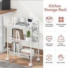 3-tier Metal Rolling Cart On Wheels With Baskets Storage With Removable Shelves