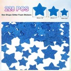 228pcs Glitter Foam Stickers 3 Size Self-adhesive Star Shape Sticker Blue
