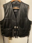 Rare Harley Davidson Black Leather Laced Sides Vest Sz Xl  Euc