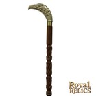 Vintage Wood Walking Cane Brass Eagle Head Handle Rubber Tip Walking Stick Decor