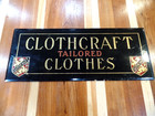 Early Reverse On Glass Clothcraft Talored Clothes Beveled Edge Sign  Nice Cond 
