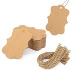 150pcs Brown Paper Tags scalloped Gift Tags With String Price Tags Blank Tags