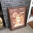 Vintage 1970 s Mid-century Mcm Woman Retro Hippie Bohemian Art Drawing
