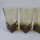 Mid Century Modern Brown Art Glass Square Tumbler 4 Piece Set
