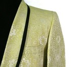 After Six Rudofker Vtg 70s Tuxedo Suit Jacket Blazer Yellow Satin Brocade Sz 39s