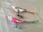 Vintage Pair On Mercury Glass Clip On Birds - Japan