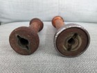 Antique Industrial Wooden Textile Thread Spools bobbins - Set Of 2