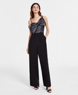 Anne Klein Oversized Bow Jacquard Bodice Jumpsuit Women s 12 Black Back Zip