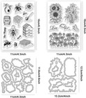 40pcs Bees Sunflowers Clear Stamps And Dies For Card Making Metal Cutting Die Se
