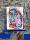 Something Else Portrait Acrylic And Pen  Atc Ooak Original 3 5 X 2 5 Inches