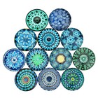 10pcs Blue Floral Pattern Flatback Cabochon Embellishment Art Decor Diy Crafting