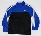 Adidas Kids Track Jacket Size 5 Blue Black Full Zip 3 Stripe Athletic Youth