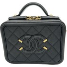 Chanel Cc Figree Small Vanity Shoulder Bag A93342 26th Black Gold Hardware Used