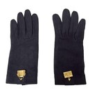 Auth Hermes - Black Gold Suede Hardware Women s Gloves